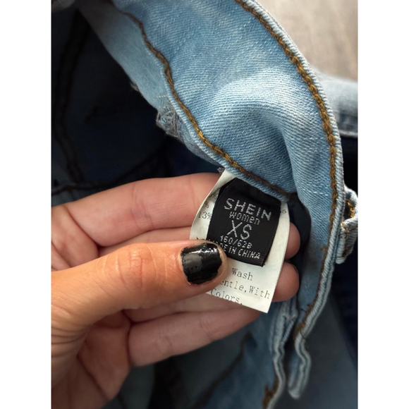 Shein XS High Waist Light Wash Skinny Jean with Thin Dark Line Denim Down Front - Picture 4 of 7